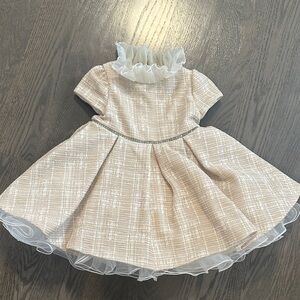 Michelina Bambi Bimbalo gold beige tweed dress made in Italy